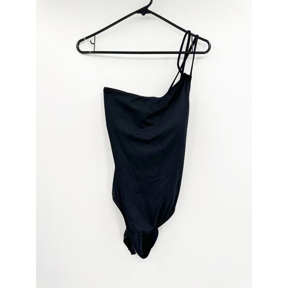 Island Goddess Lace Back One Shoulder One Piece Size 10 Black - Picture 2 of 6